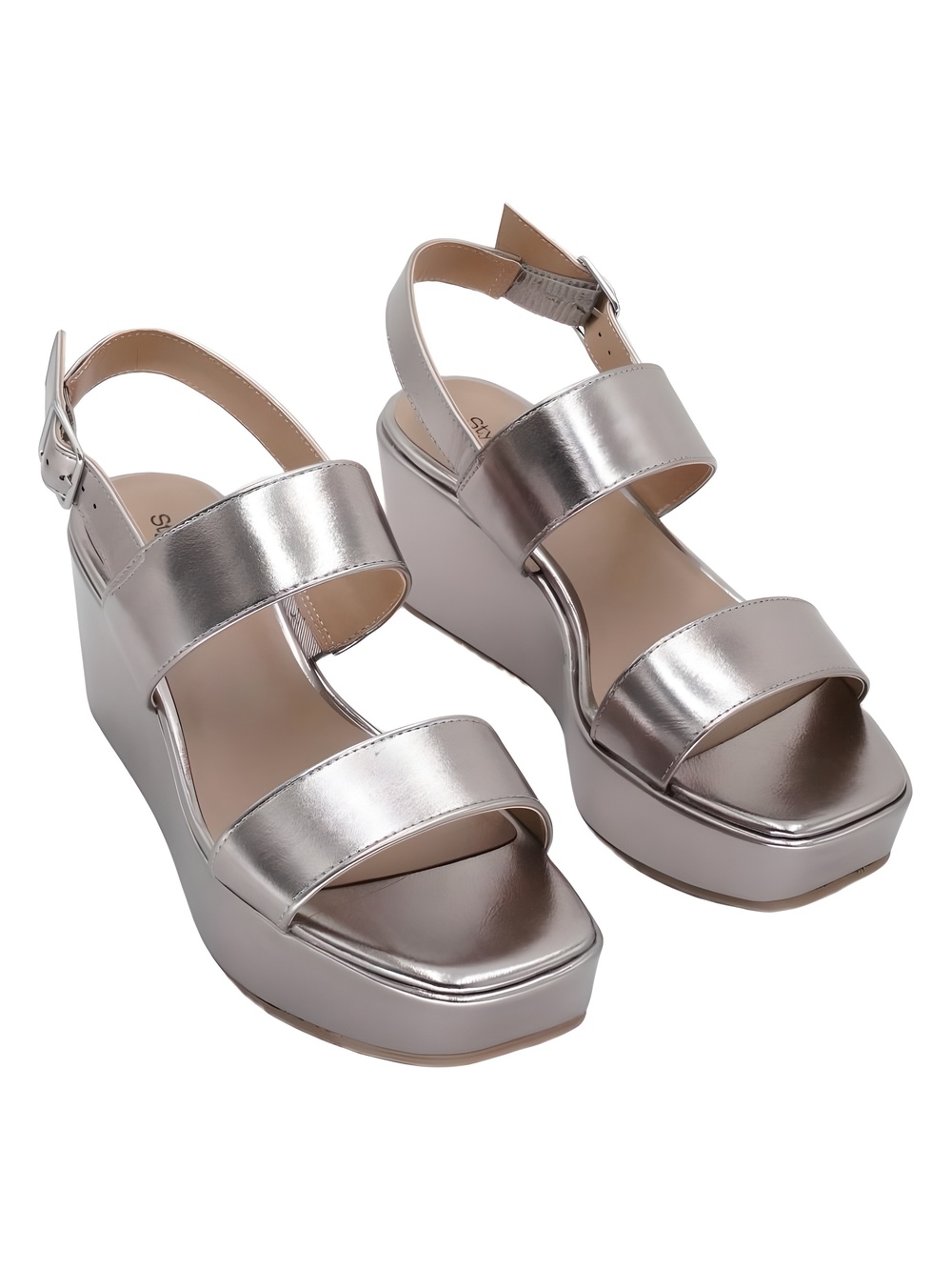 Style & Co Womens Ardenn Double-Strap Platform Wedge Sandals Pewter Size 7